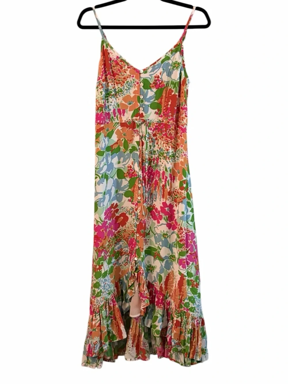 Rails Floral Button Front Midi Dress XS Colorful Spring Summer - Picture 5 of 11